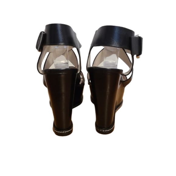 Michael Kors Strappy Wedge Sandals Size 7 Black Open Toe - Picture 4 of 13